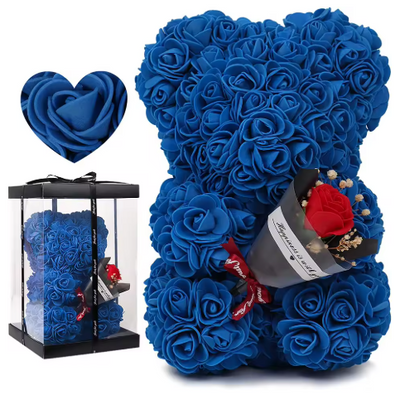 Miś z Róż Niebieski - Walentynkowy Prezent