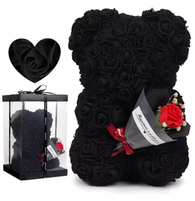 Miś z Róż Czarny - Walentynkowy Prezent
